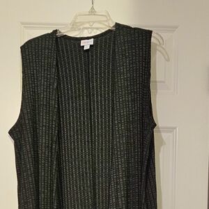 Long Vest LuLaRoe Joy Sleeveless Cardigan Black Textured